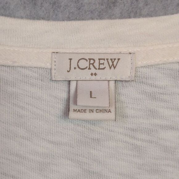 J Crew Ivory Black Embroidered Floral Knit Top Women's L - Picture 3 of 4